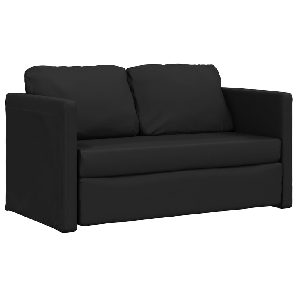 vidaXL Canapea extensibilă 2 în 1, negru, 112x174x55cm piele ecologică vidaXL Canapea extensibilă 2 în 1, negru, 112x174x55cm piele ecologică