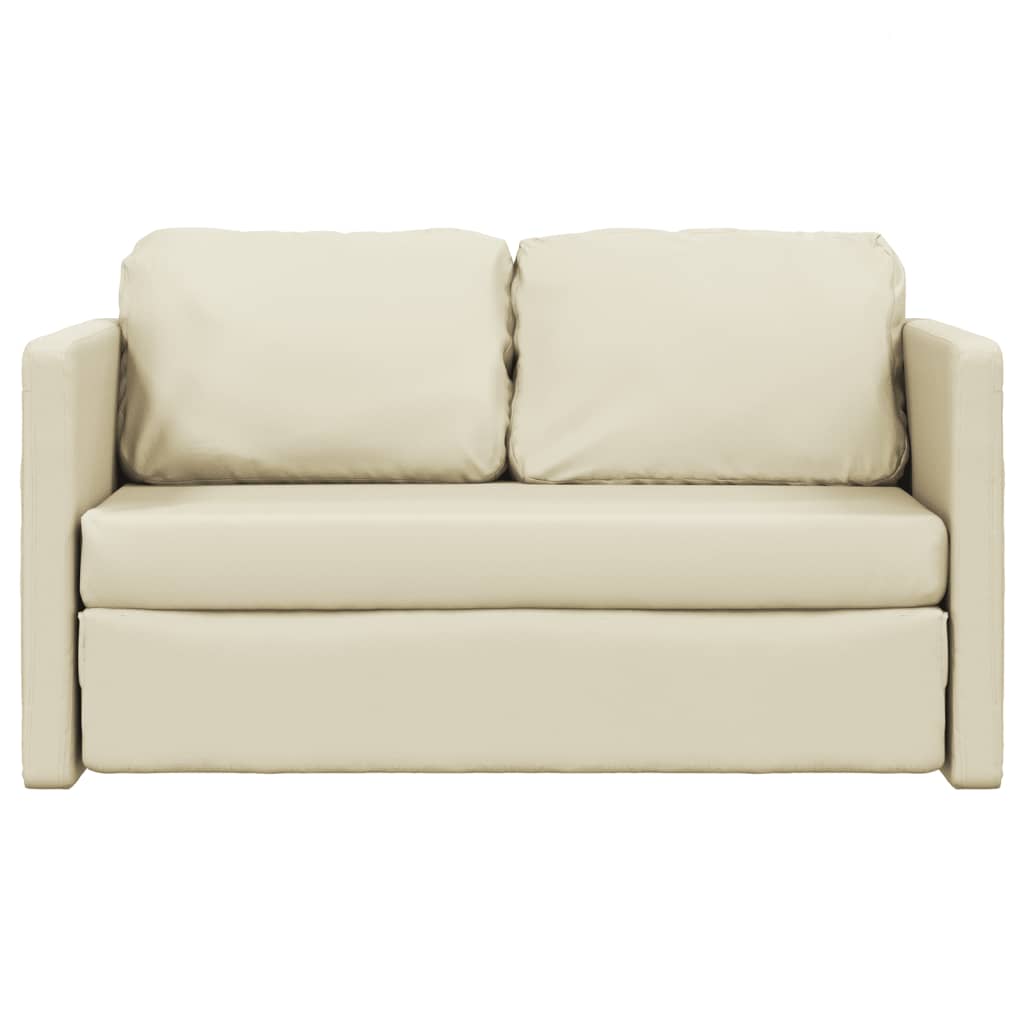 vidaXL Canapea extensibilă 2 în 1, crem, 112x174x55cm, piele ecologică vidaXL Canapea extensibilă 2 în 1, crem, 112x174x55cm, piele ecologică