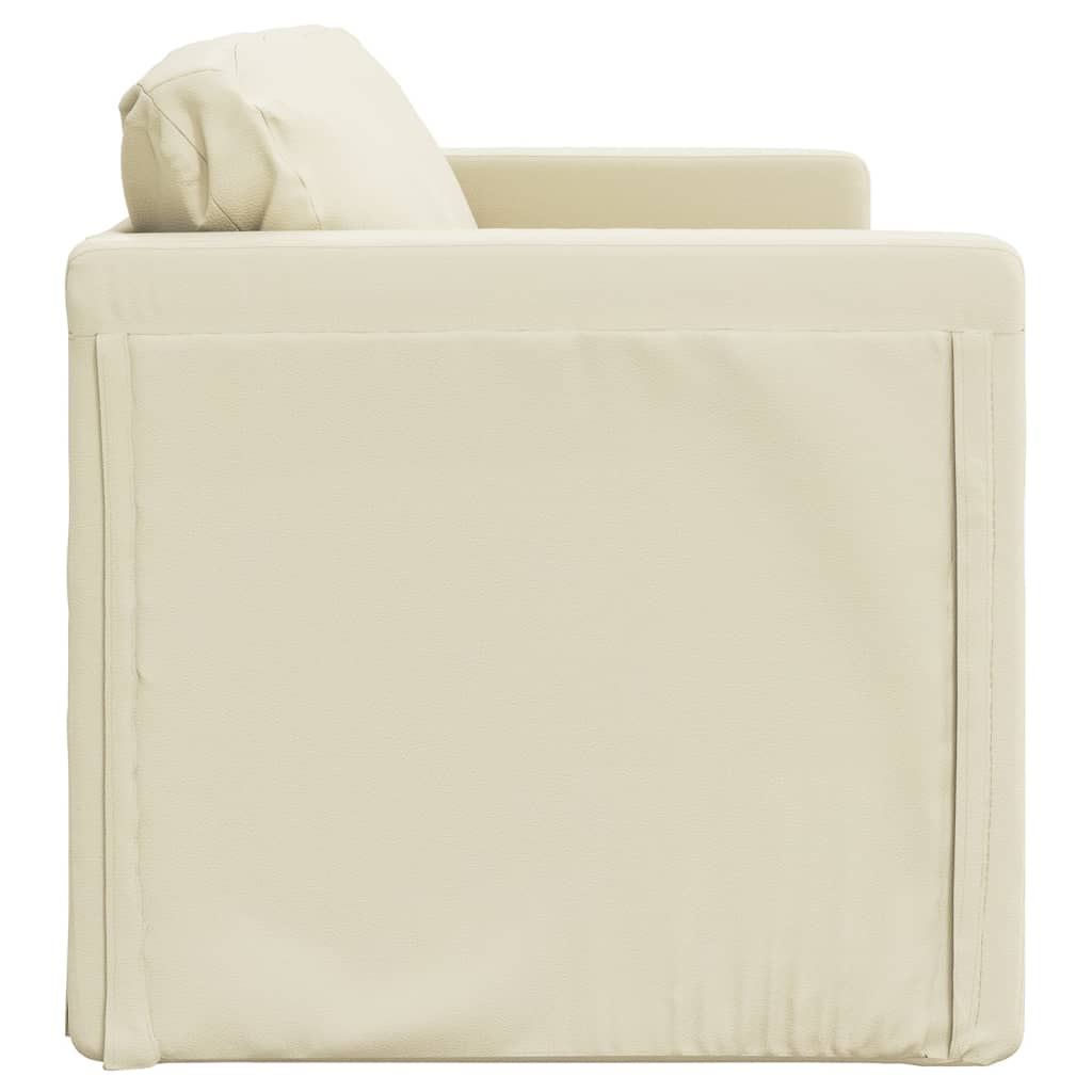 vidaXL Canapea extensibilă 2 în 1, crem, 112x174x55cm, piele ecologică vidaXL Canapea extensibilă 2 în 1, crem, 112x174x55cm, piele ecologică
