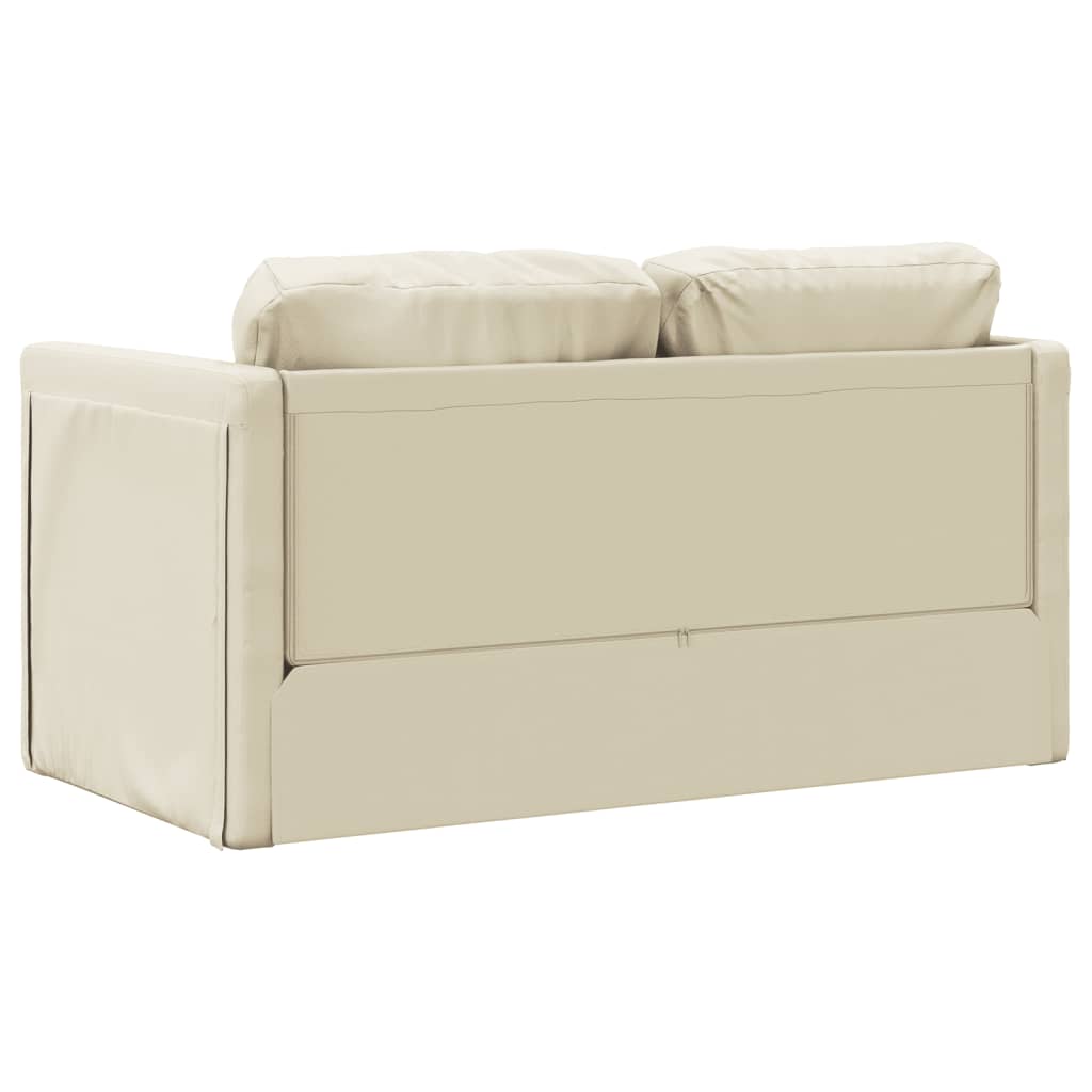 vidaXL Canapea extensibilă 2 în 1, crem, 112x174x55cm, piele ecologică vidaXL Canapea extensibilă 2 în 1, crem, 112x174x55cm, piele ecologică