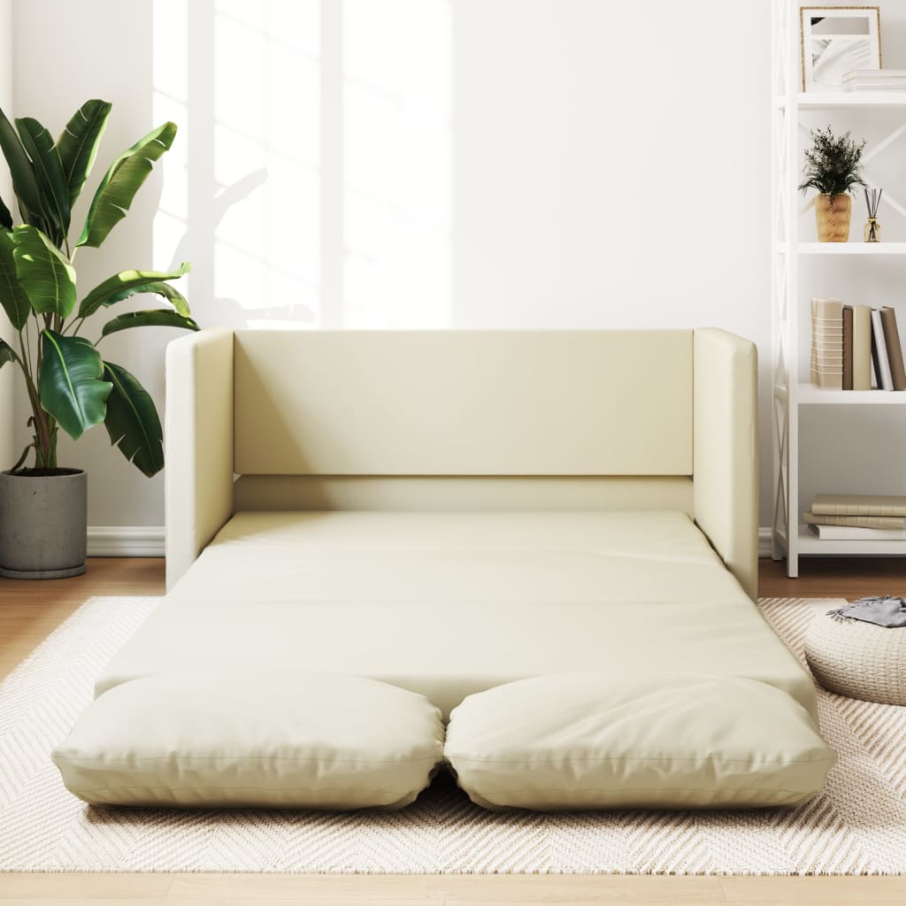 vidaXL Canapea extensibilă 2 în 1, crem, 112x174x55cm, piele ecologică vidaXL Canapea extensibilă 2 în 1, crem, 112x174x55cm, piele ecologică