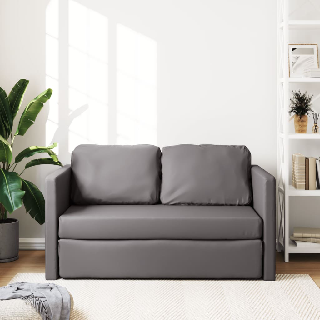 vidaXL Canapea extensibilă 2 în 1, gri, 112x174x55 cm, piele ecologică vidaXL Canapea extensibilă 2 în 1, gri, 112x174x55 cm, piele ecologică