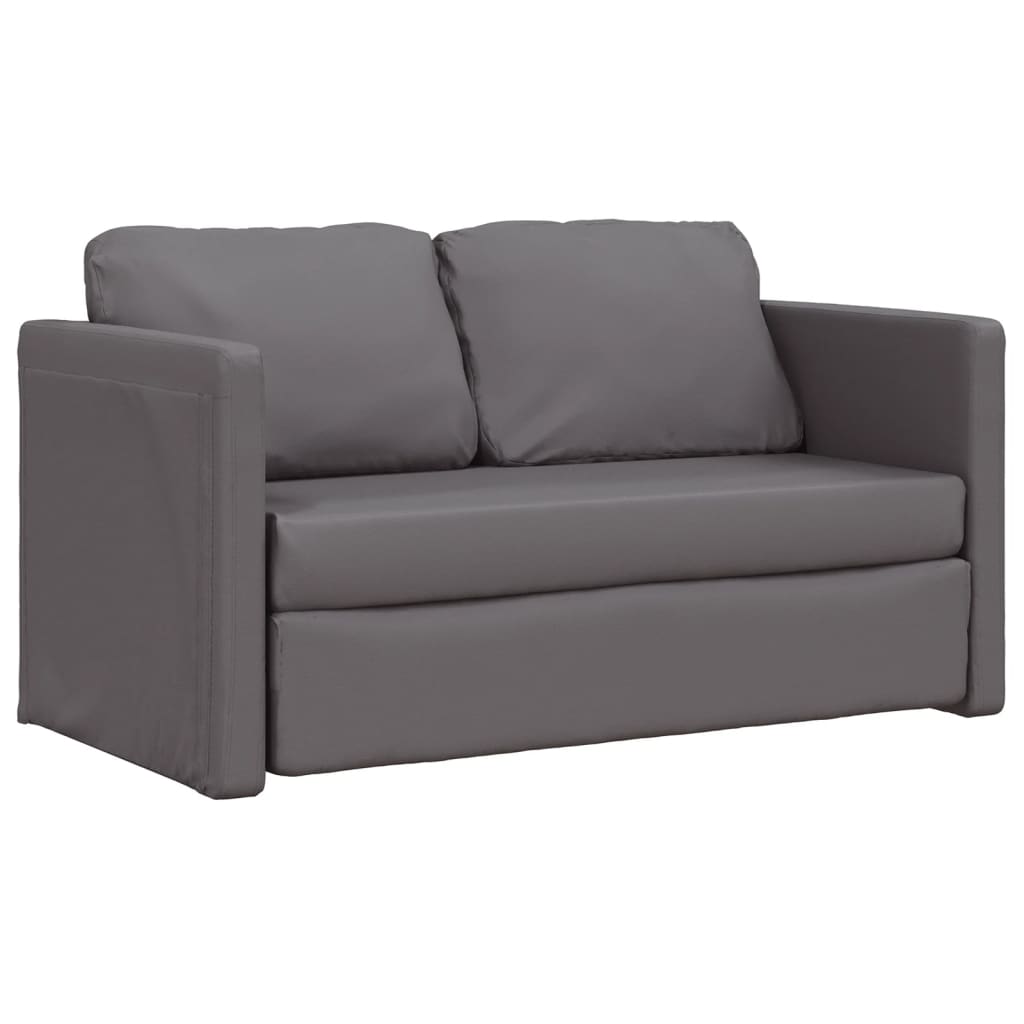 vidaXL Canapea extensibilă 2 în 1, gri, 112x174x55 cm, piele ecologică vidaXL Canapea extensibilă 2 în 1, gri, 112x174x55 cm, piele ecologică