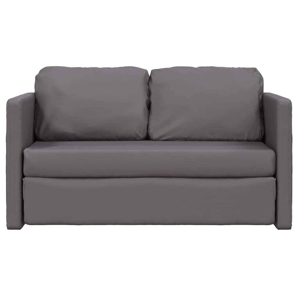 vidaXL Canapea extensibilă 2 în 1, gri, 112x174x55 cm, piele ecologică vidaXL Canapea extensibilă 2 în 1, gri, 112x174x55 cm, piele ecologică