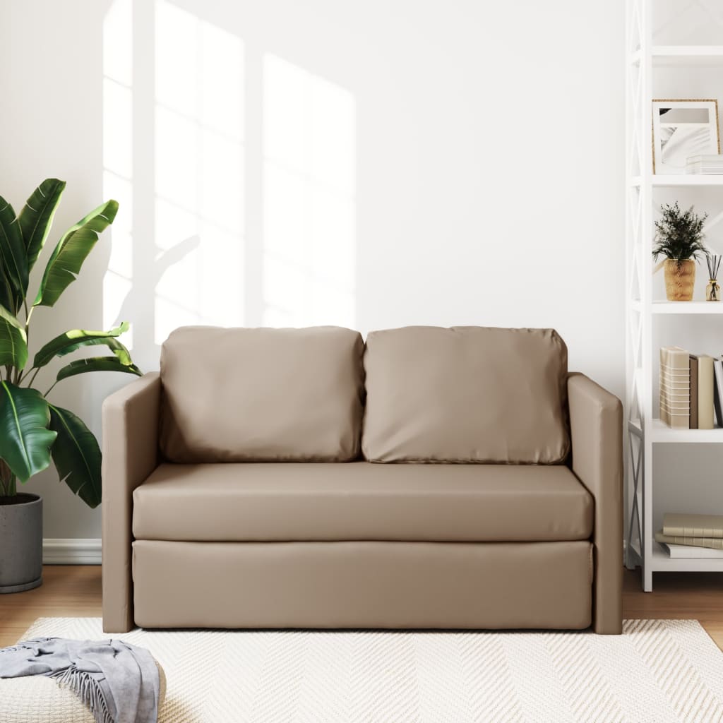vidaXL Canapea extensibilă 2 în 1, cappuccino, 112x174x55 cm piele eco vidaXL Canapea extensibilă 2 în 1, cappuccino, 112x174x55 cm piele eco