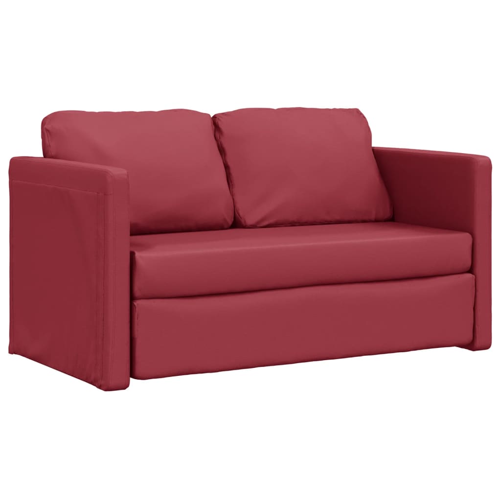 vidaXL Canapea extensibilă 2 în 1, roșu vin, 112x174x55 cm piele eco vidaXL Canapea extensibilă 2 în 1, roșu vin, 112x174x55 cm piele eco