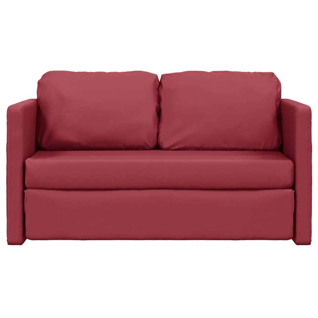 vidaXL Canapea extensibilă 2 în 1, roșu vin, 112x174x55 cm piele eco vidaXL Canapea extensibilă 2 în 1, roșu vin, 112x174x55 cm piele eco