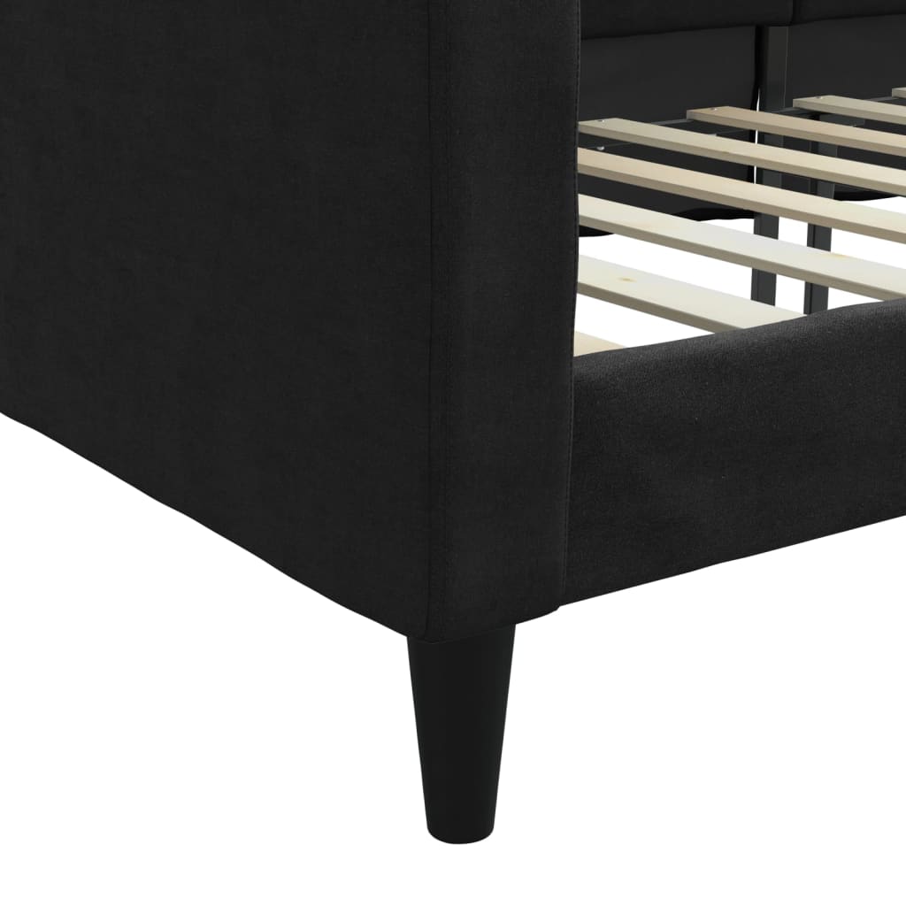 vidaXL Pat de zi, negru, 90x200 cm, material textil vidaXL Pat de zi, negru, 90x200 cm, material textil