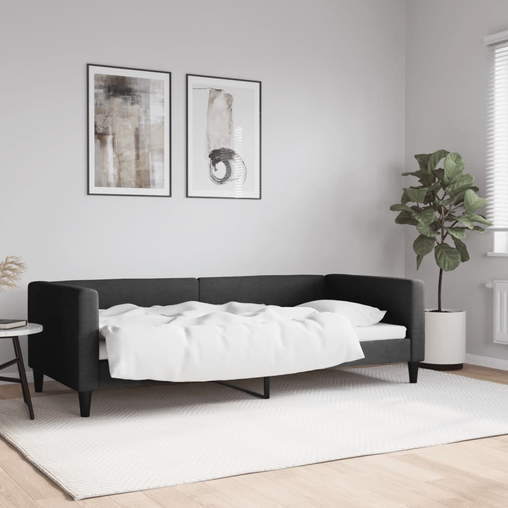 vidaXL Pat de zi, negru, 90x200 cm, material textil vidaXL Pat de zi, negru, 90x200 cm, material textil
