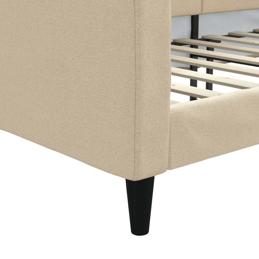 vidaXL Pat de zi, crem, 90x200 cm, material textil