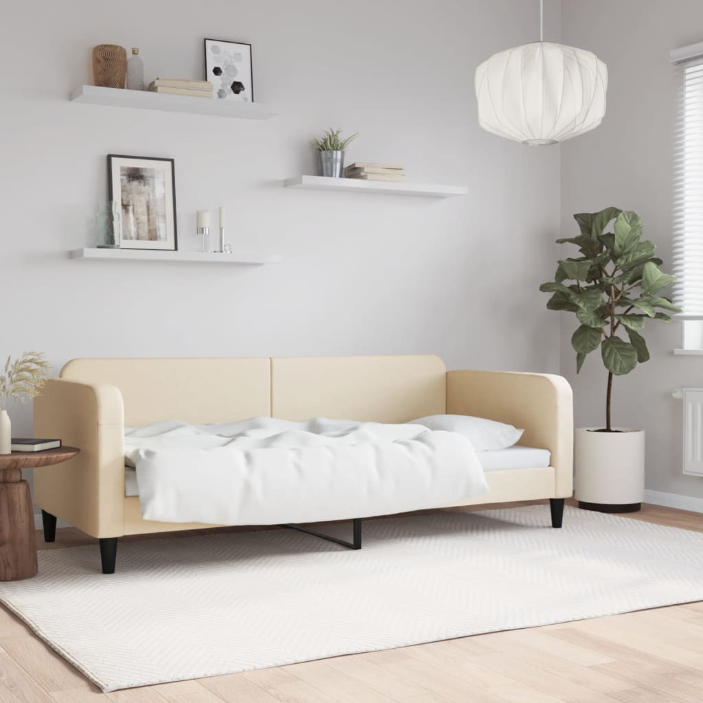 vidaXL Pat de zi, crem, 80x200 cm, material textil vidaXL Pat de zi, crem, 80x200 cm, material textil