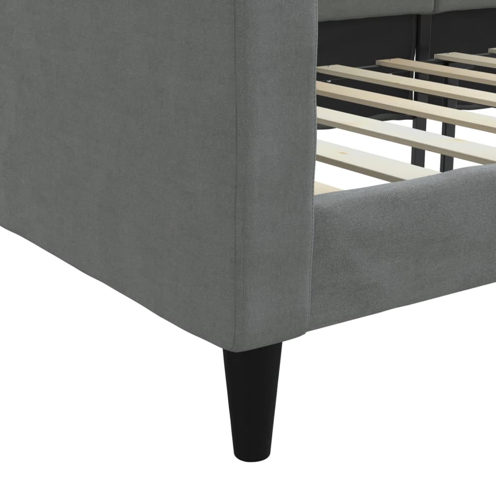 vidaXL Pat de zi, gri închis, 90x200 cm, material textil
