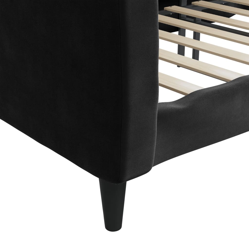 vidaXL Pat de zi, negru, 90x200 cm, catifea vidaXL Pat de zi, negru, 90x200 cm, catifea
