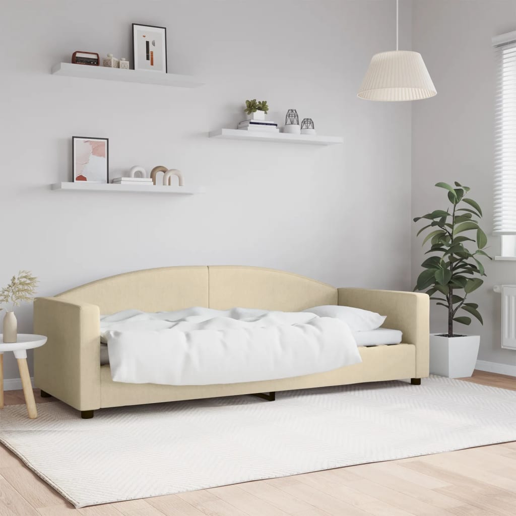 vidaXL Pat de zi, crem, 80x200 cm, material textil vidaXL Pat de zi, crem, 80x200 cm, material textil