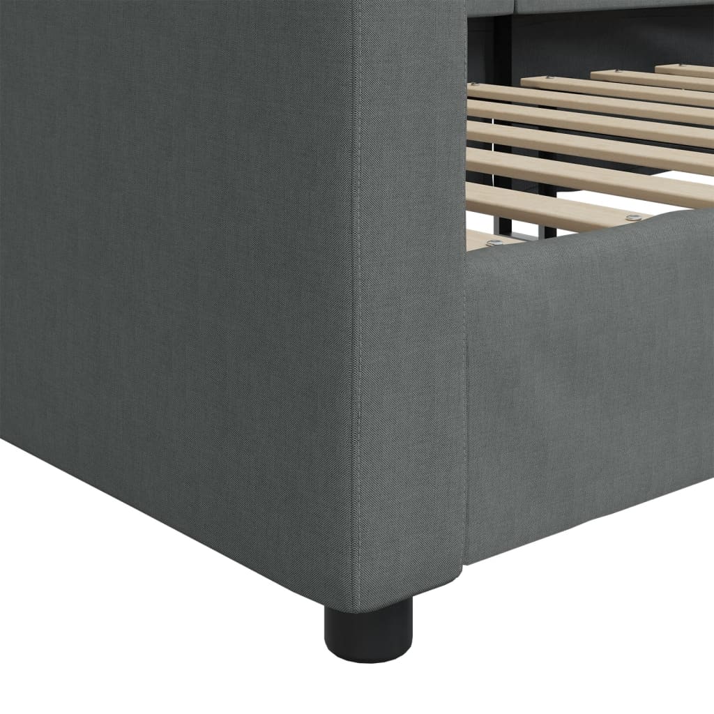vidaXL Pat de zi, gri închis, 90x200 cm, material textil vidaXL Pat de zi, gri închis, 90x200 cm, material textil
