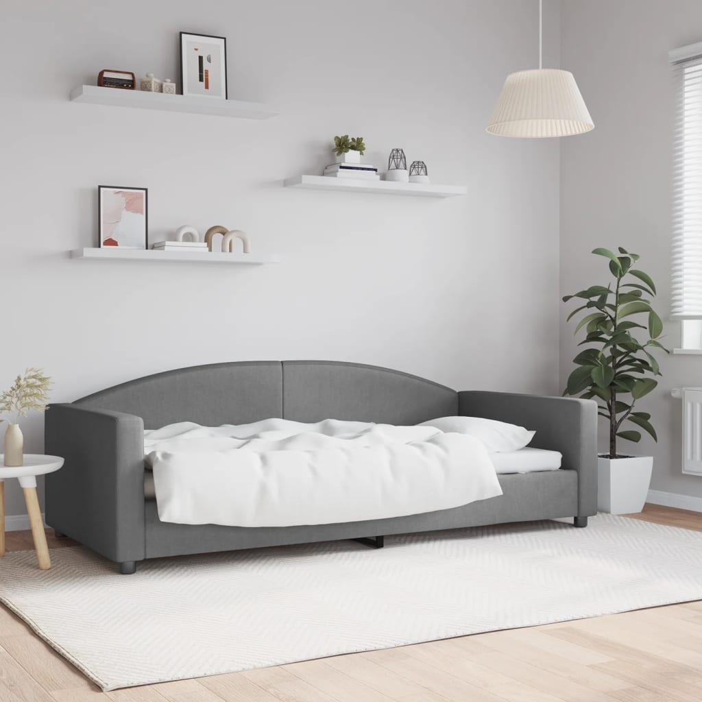 vidaXL Pat de zi, gri închis, 90x200 cm, material textil vidaXL Pat de zi, gri închis, 90x200 cm, material textil