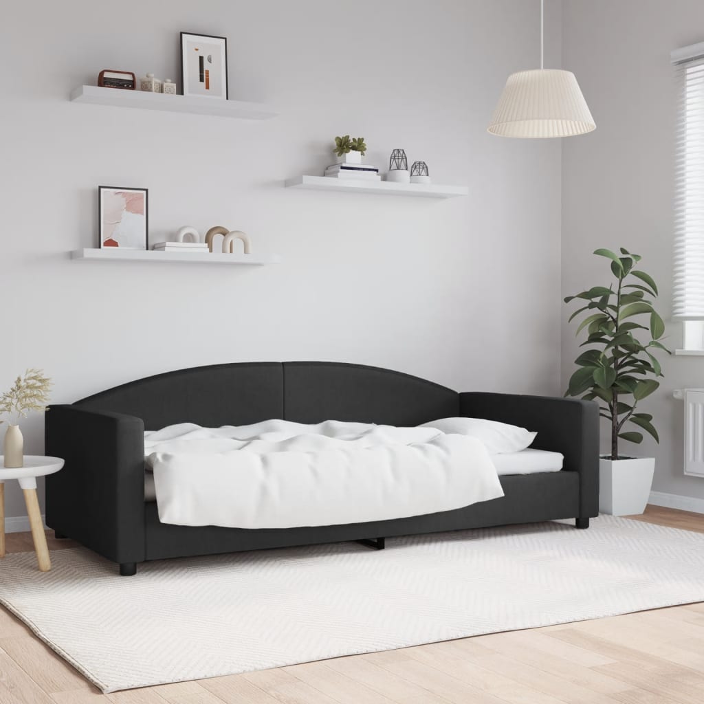 vidaXL Pat de zi, negru, 90x200 cm, material textil vidaXL Pat de zi, negru, 90x200 cm, material textil
