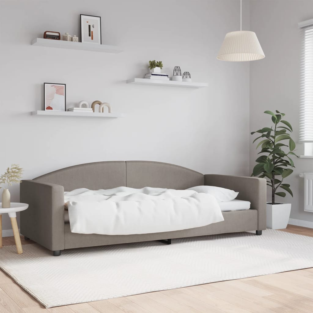 vidaXL Pat de zi, gri taupe, 90x200 cm, material textil vidaXL Pat de zi, gri taupe, 90x200 cm, material textil