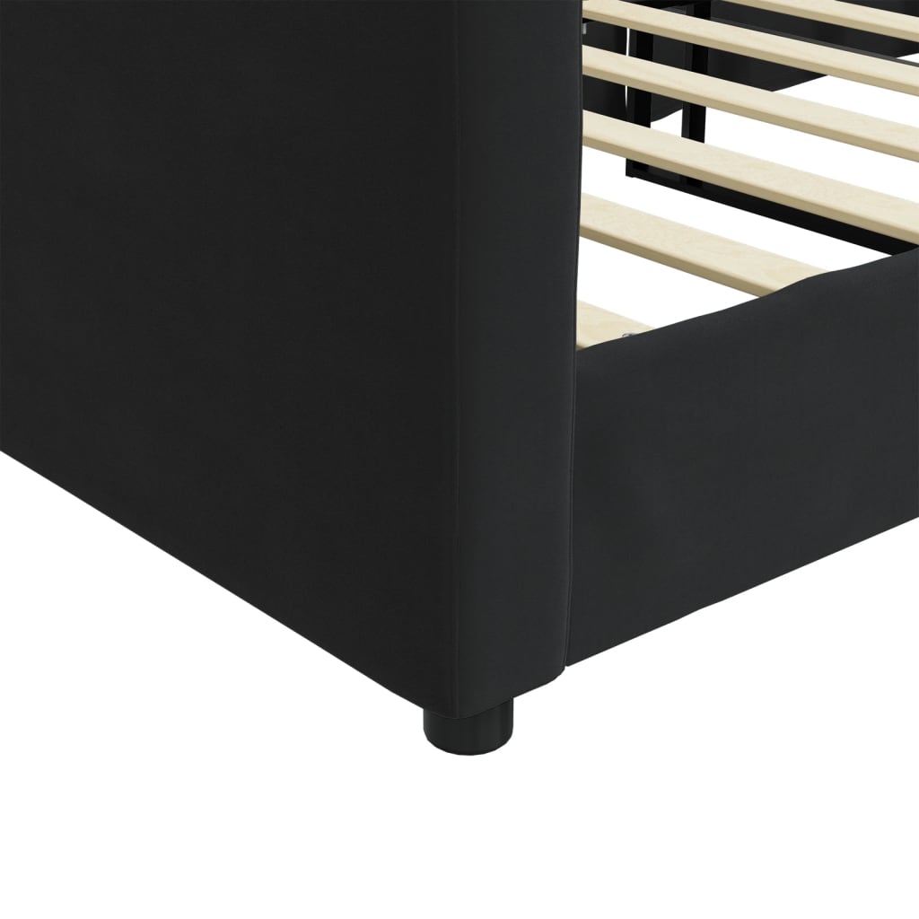 vidaXL Pat de zi, negru, 90x200 cm, catifea vidaXL Pat de zi, negru, 90x200 cm, catifea