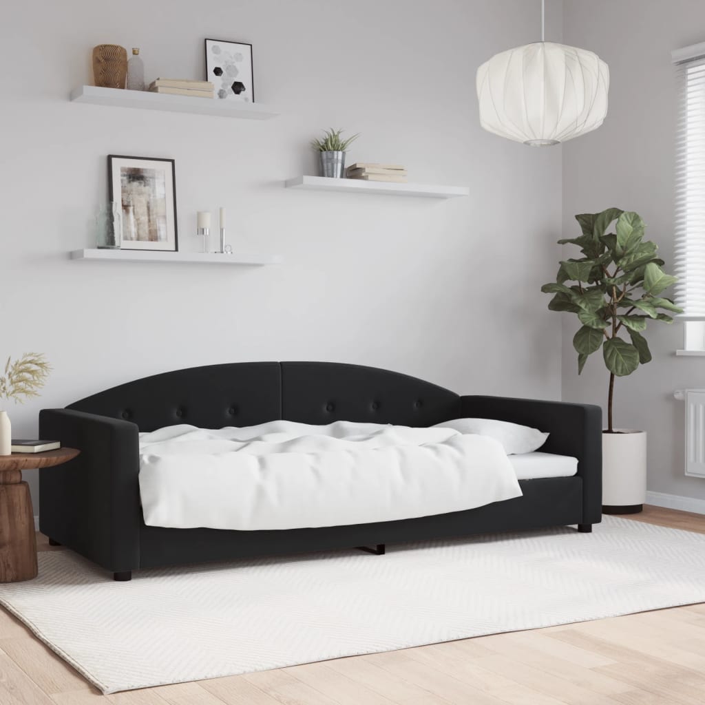 vidaXL Pat de zi, negru, 90x200 cm, catifea vidaXL Pat de zi, negru, 90x200 cm, catifea