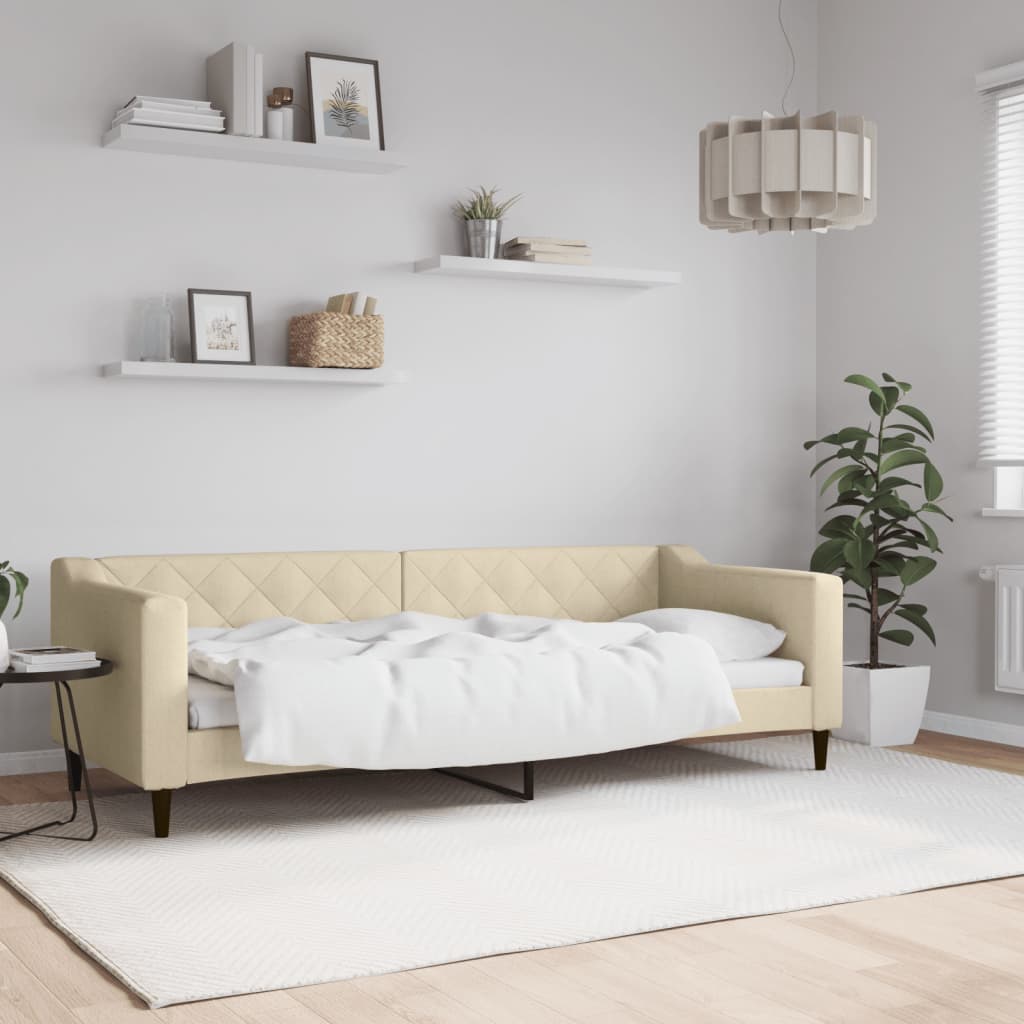 vidaXL Pat de zi, crem, 80x200 cm, material textil vidaXL Pat de zi, crem, 80x200 cm, material textil
