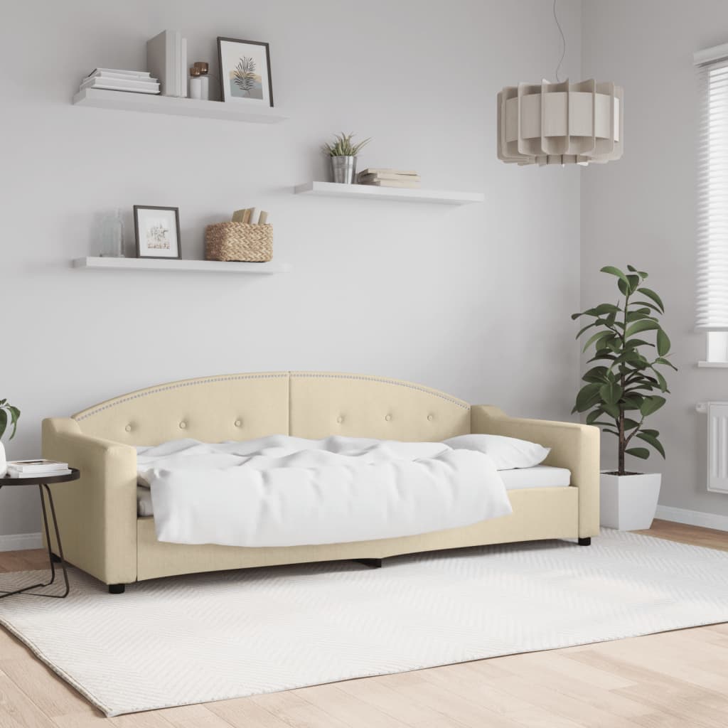 vidaXL Pat de zi, crem, 80x200 cm, material textil vidaXL Pat de zi, crem, 80x200 cm, material textil