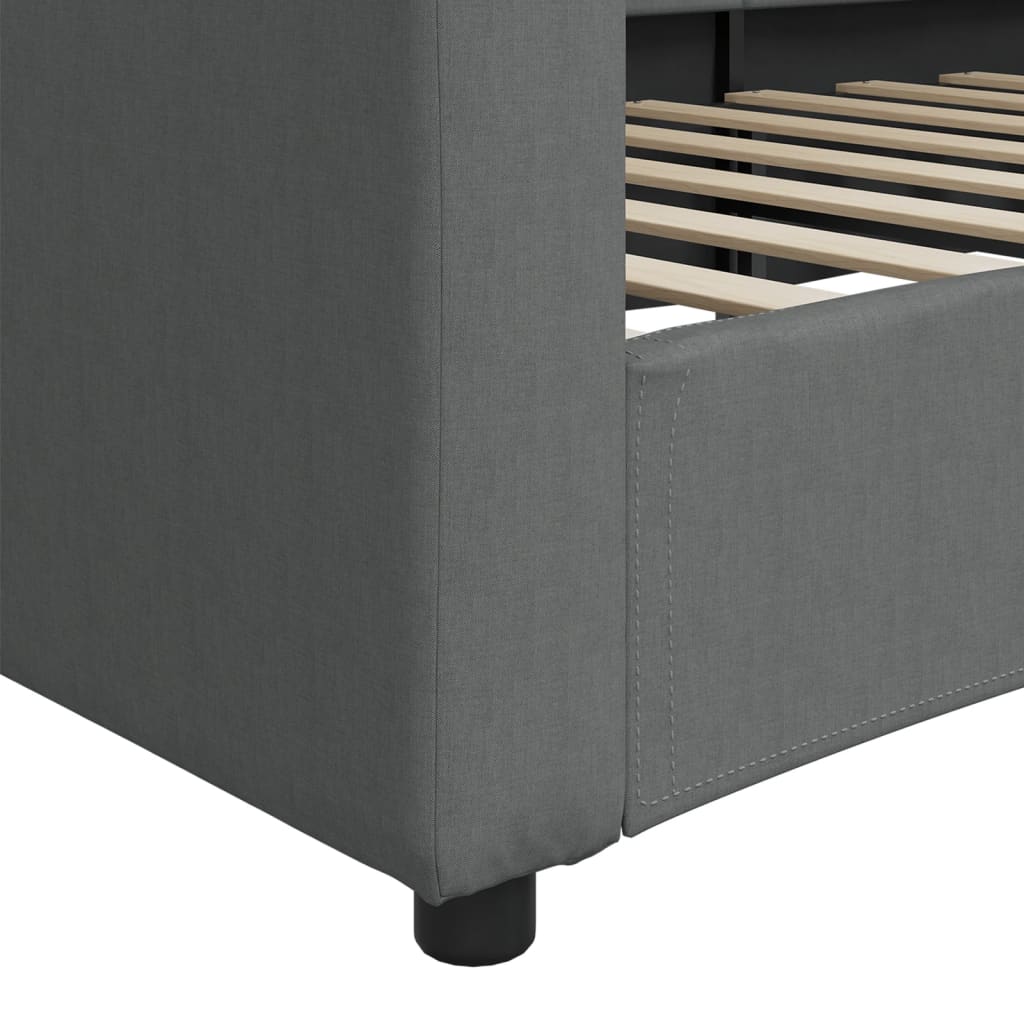 vidaXL Pat de zi, gri închis, 90x200 cm, material textil
