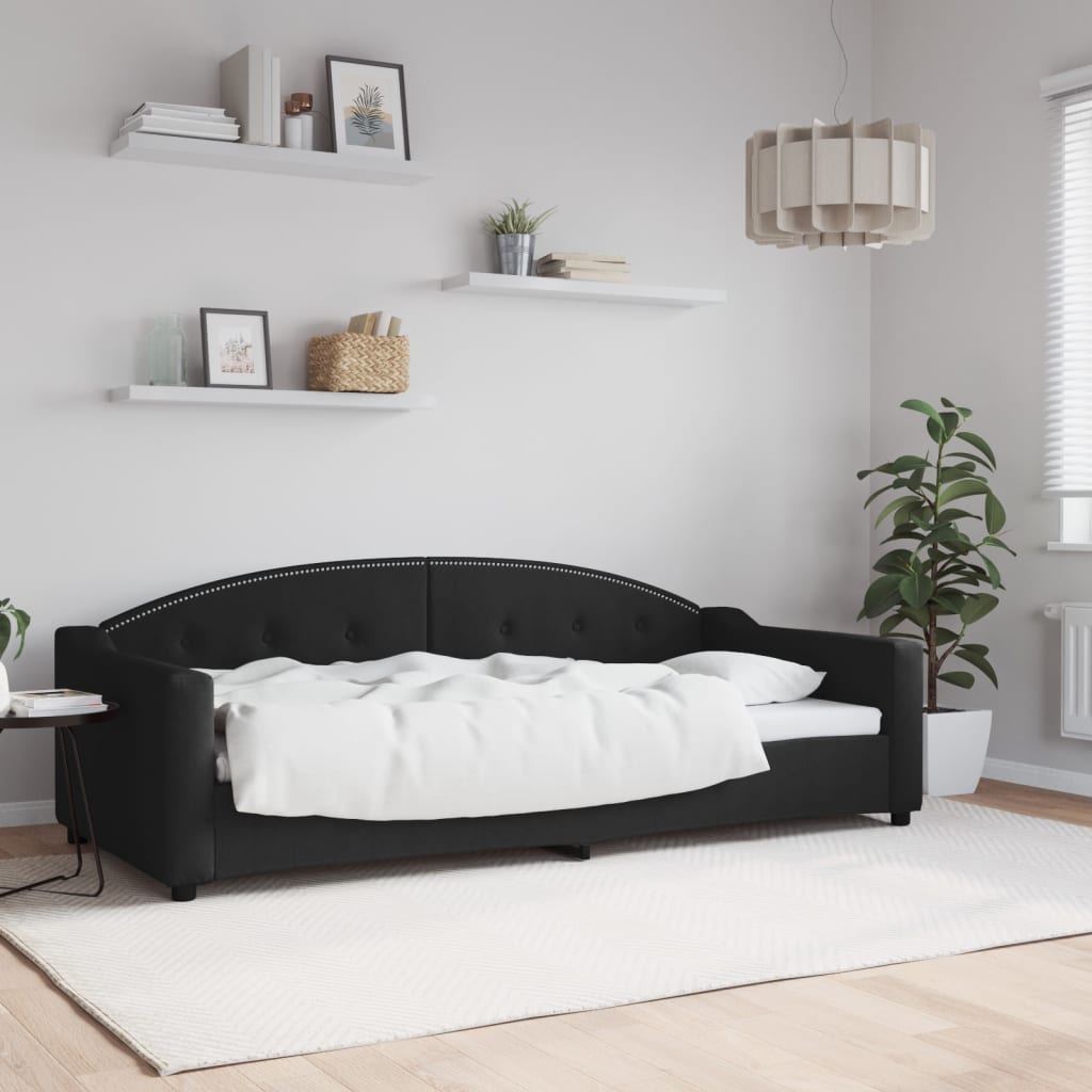vidaXL Pat de zi, negru, 90x200 cm, material textil vidaXL Pat de zi, negru, 90x200 cm, material textil