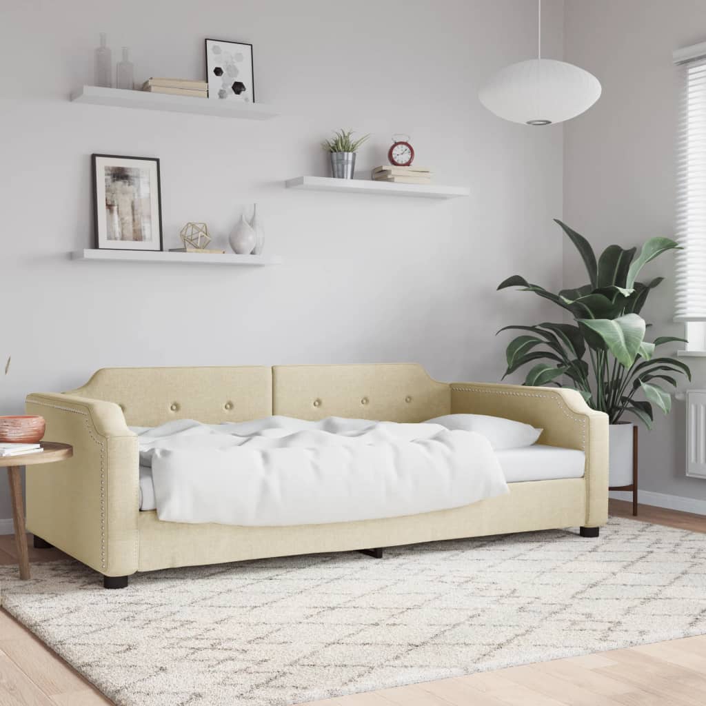 vidaXL Pat de zi, crem, 80x200 cm, material textil vidaXL Pat de zi, crem, 80x200 cm, material textil