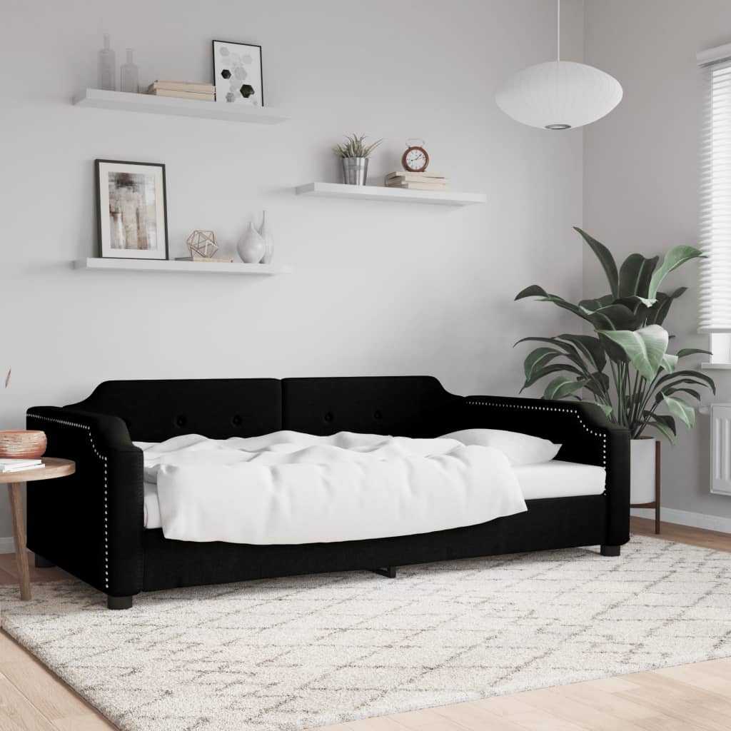 vidaXL Pat de zi, negru, 90x200 cm, material textil vidaXL Pat de zi, negru, 90x200 cm, material textil