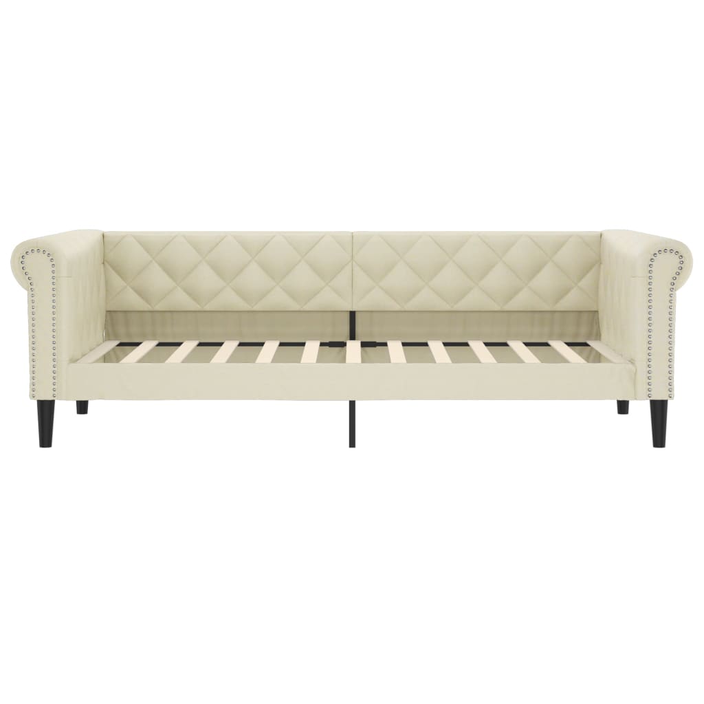 vidaXL Pat de zi, crem, 100x200 cm, piele ecologică vidaXL Pat de zi, crem, 100x200 cm, piele ecologică