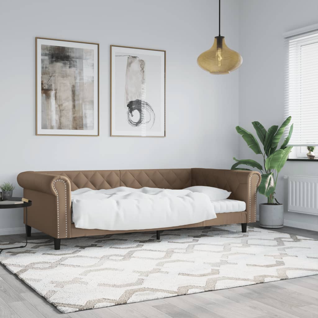 vidaXL Pat de zi, cappuccino, 100x200 cm, piele ecologică vidaXL Pat de zi, cappuccino, 100x200 cm, piele ecologică