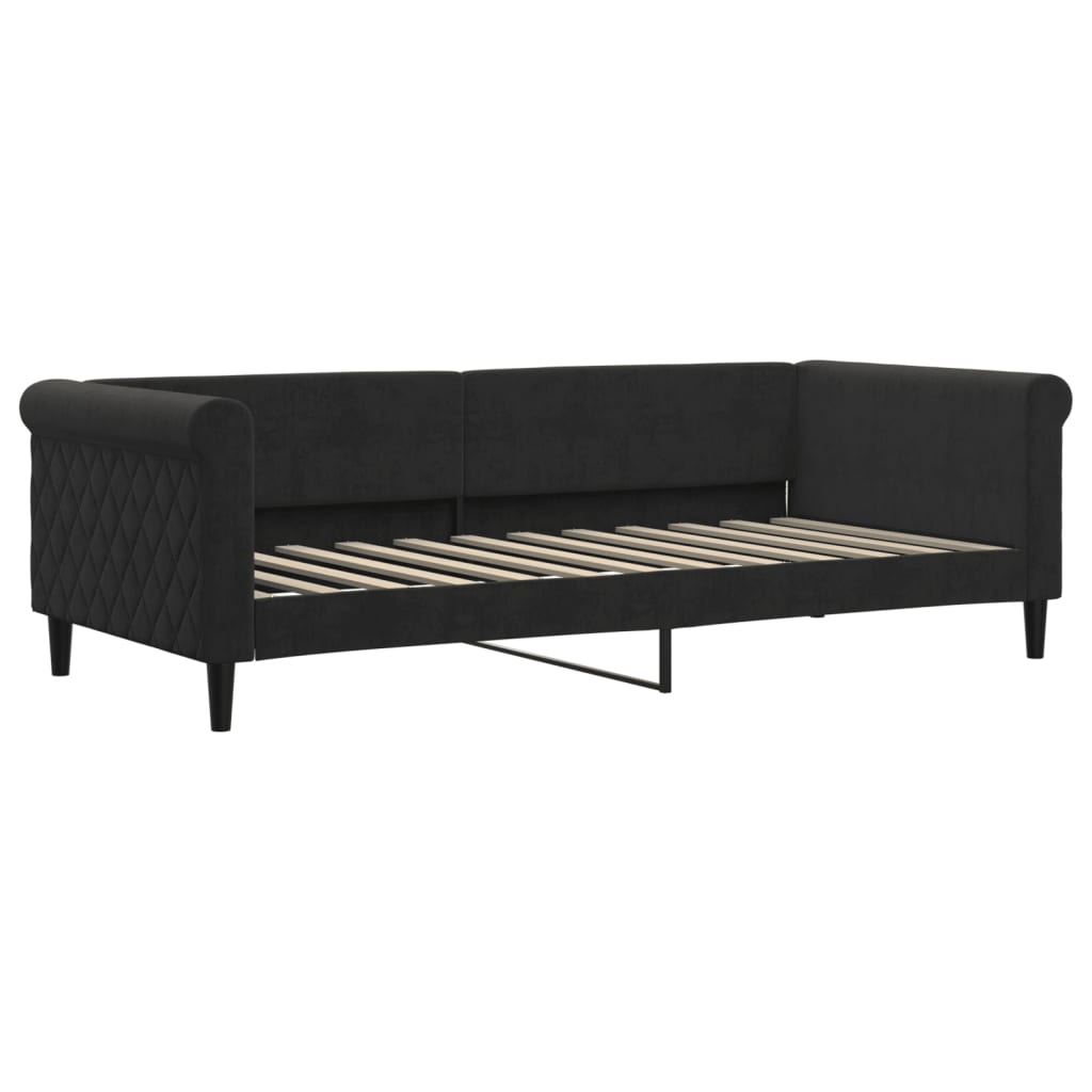 vidaXL Pat de zi, negru, 90x200 cm, catifea vidaXL Pat de zi, negru, 90x200 cm, catifea