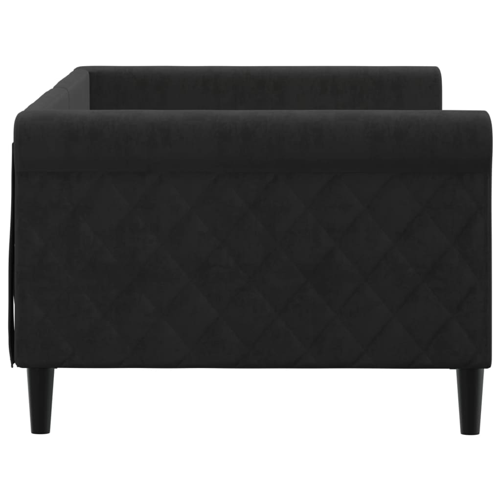 vidaXL Pat de zi, negru, 90x200 cm, catifea vidaXL Pat de zi, negru, 90x200 cm, catifea