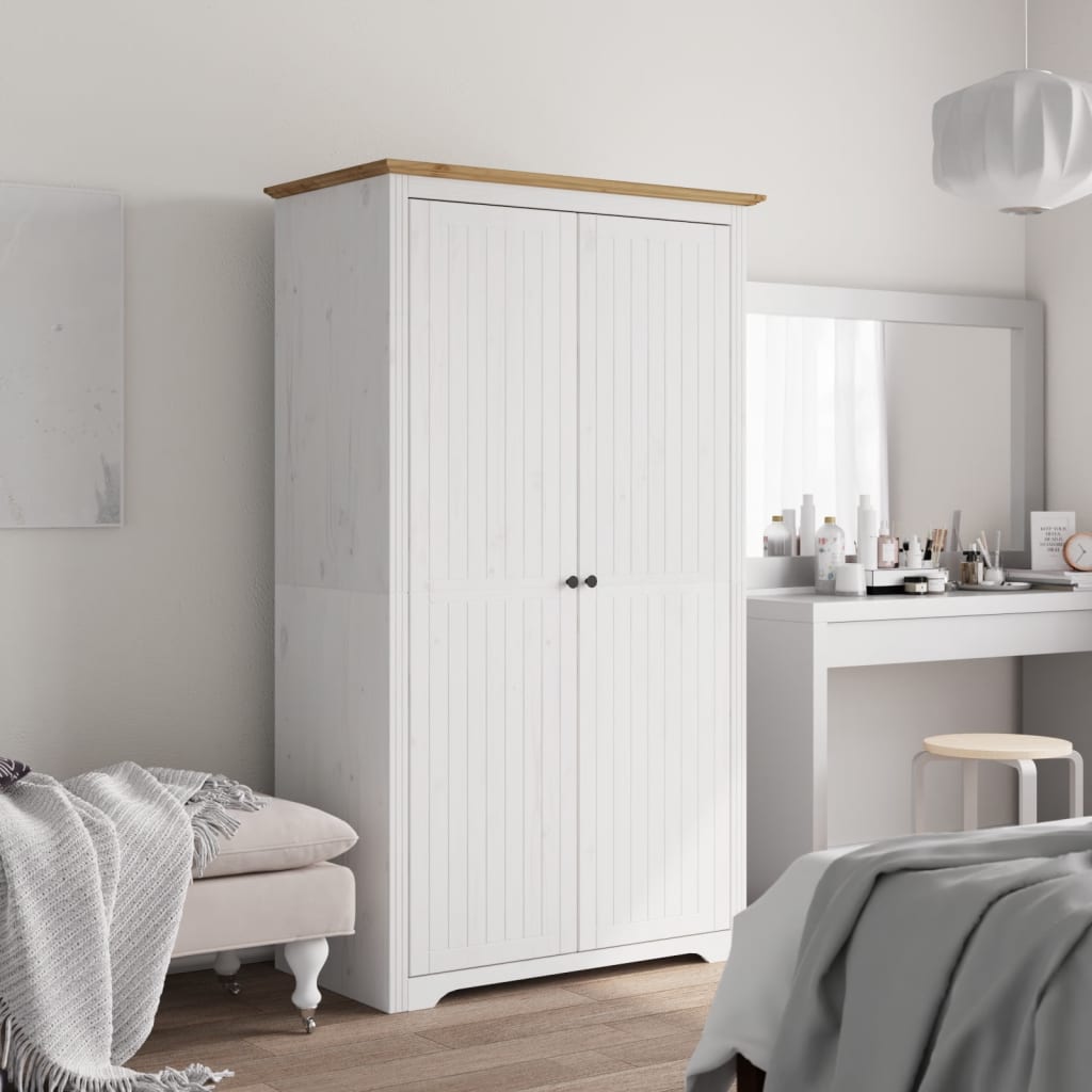 vidaXL Șifonier "BODO", alb & maro, 99x53,5x173 cm, lemn masiv de pin vidaXL Șifonier "BODO", alb & maro, 99x53,5x173 cm, lemn masiv de pin