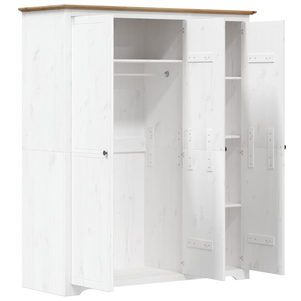 vidaXL Șifonier "BODO", alb & maro, 146x53,5x173 cm, lemn masiv de pin vidaXL Șifonier "BODO", alb & maro, 146x53,5x173 cm, lemn masiv de pin
