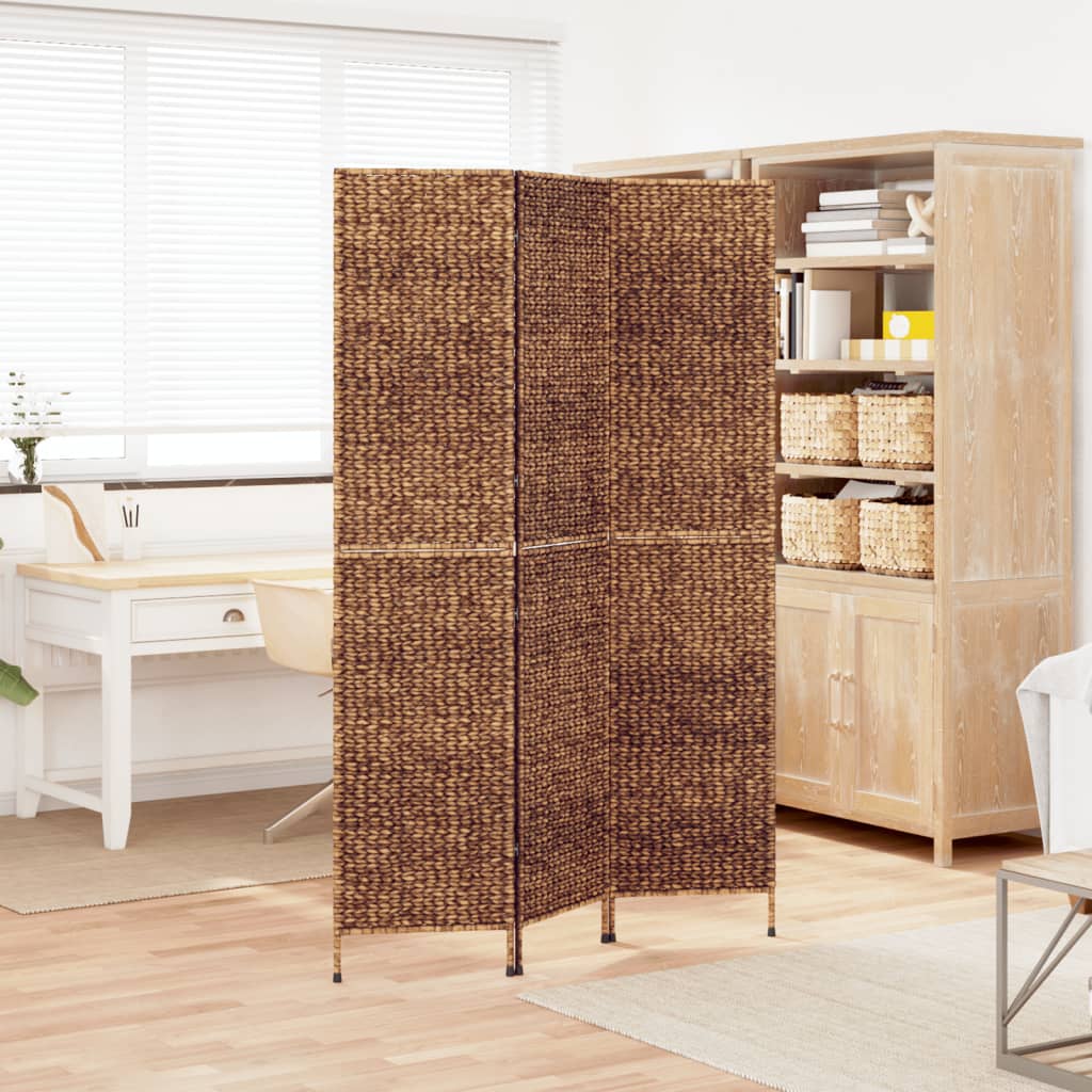 vidaXL Paravan de cameră cu 3 panouri maro, 122x180 cm, zambilă de apă vidaXL Paravan de cameră cu 3 panouri maro, 122x180 cm, zambilă de apă