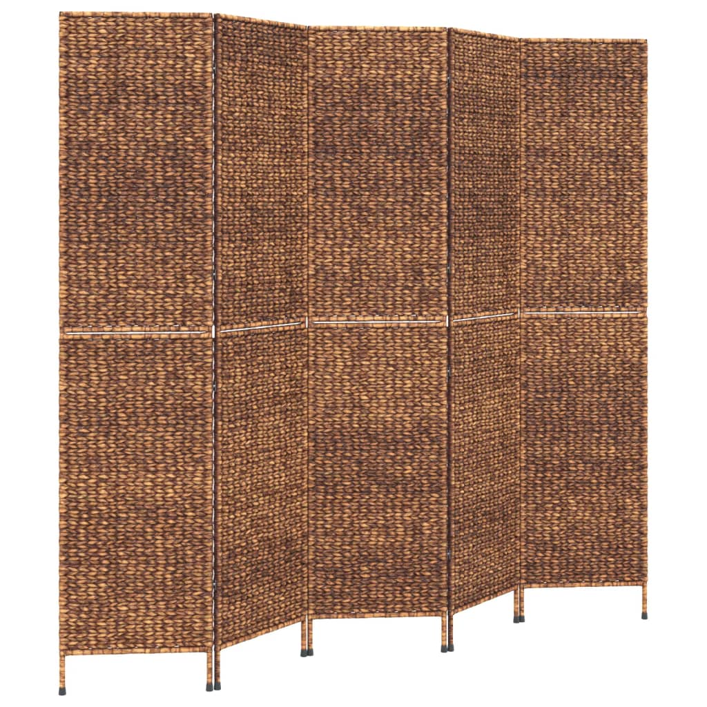 vidaXL Paravan de cameră cu 5 panouri maro, 205x180 cm, zambilă de apă vidaXL Paravan de cameră cu 5 panouri maro, 205x180 cm, zambilă de apă