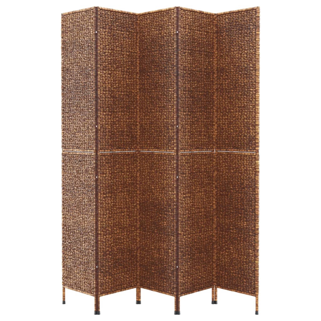 vidaXL Paravan de cameră cu 5 panouri maro, 205x180 cm, zambilă de apă vidaXL Paravan de cameră cu 5 panouri maro, 205x180 cm, zambilă de apă