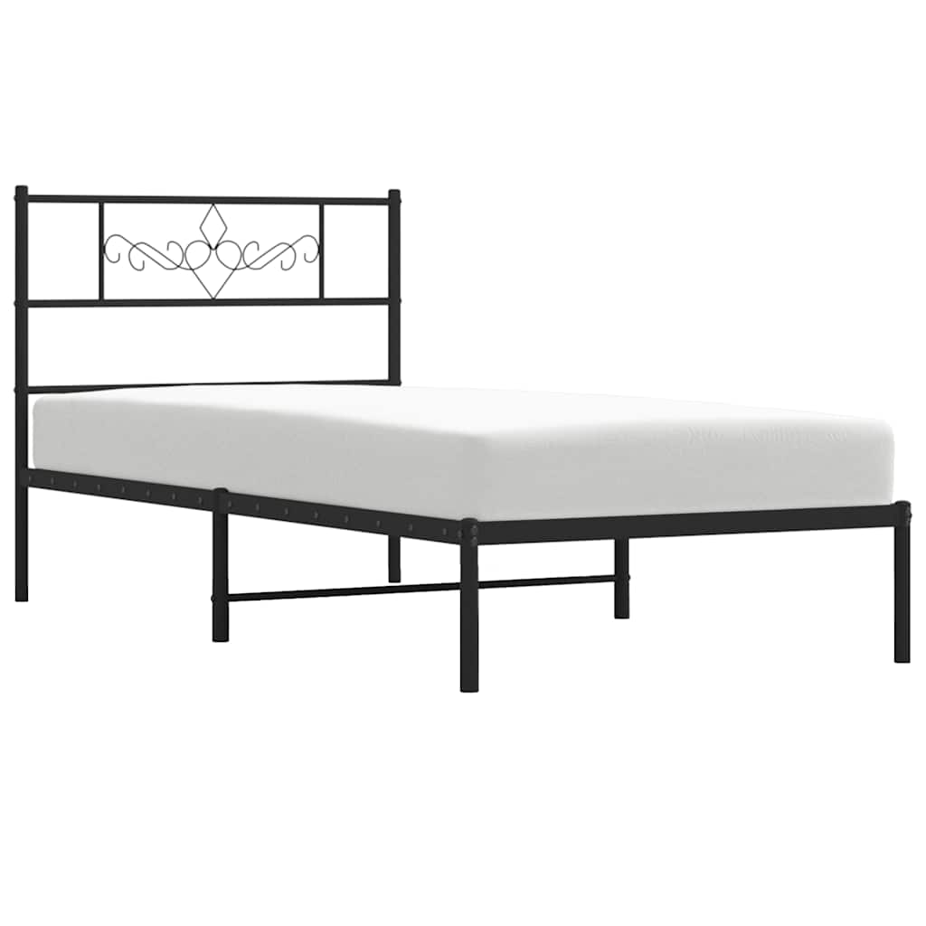 vidaXL Cadru de pat din metal cu tăblie, negru, 100x200 cm