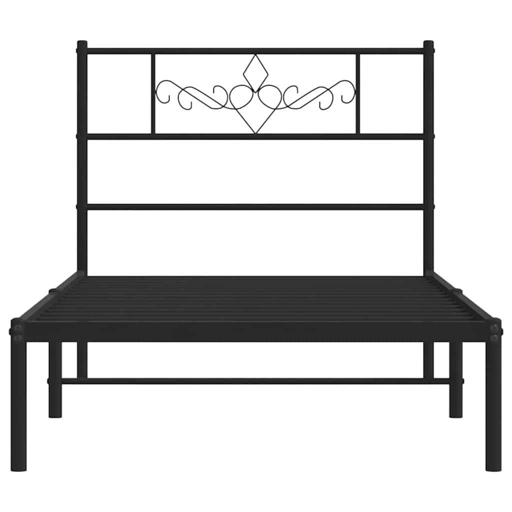 vidaXL Cadru de pat din metal cu tăblie, negru, 100x200 cm