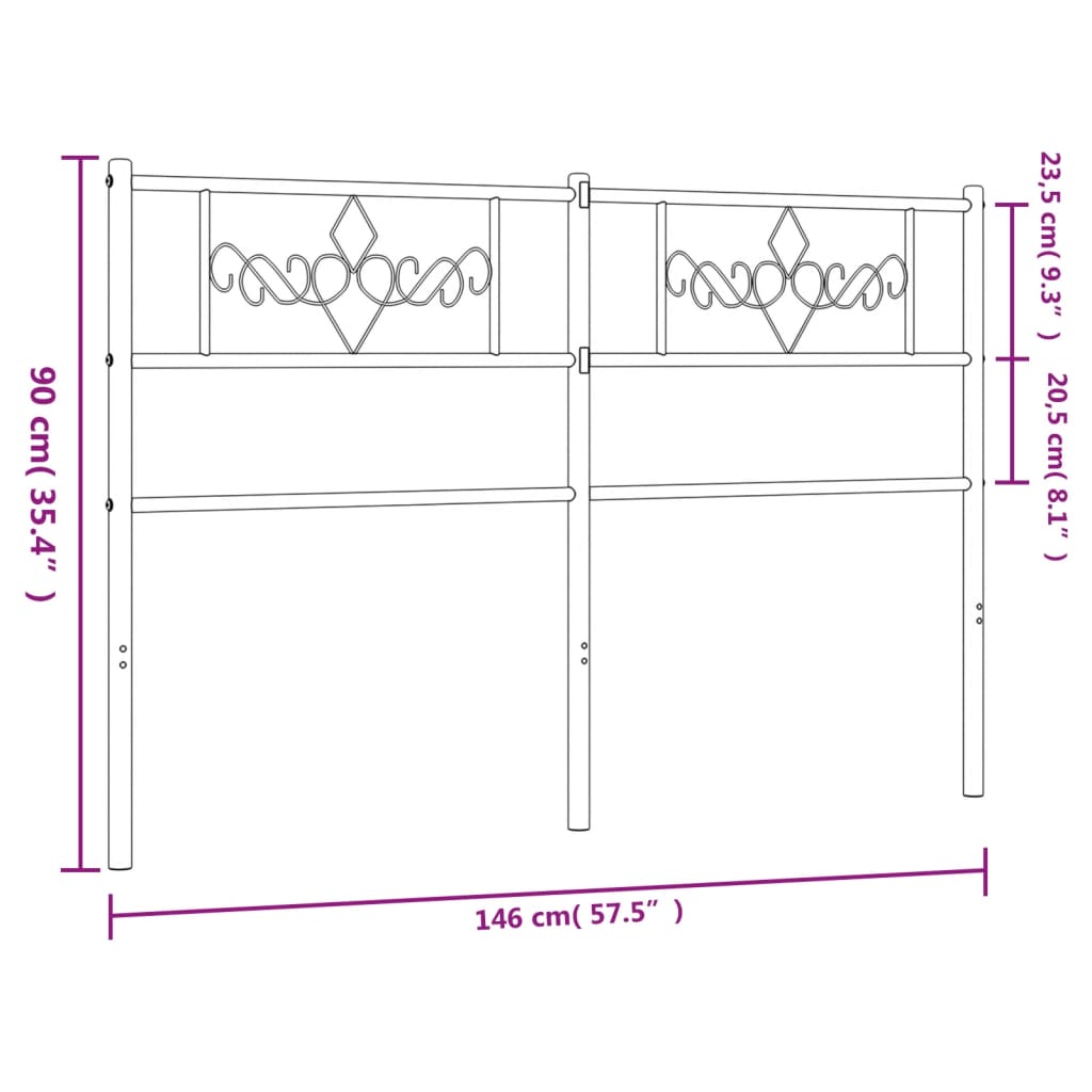 vidaXL Tăblie de pat metalică, negru, 140 cm vidaXL Tăblie de pat metalică, negru, 140 cm