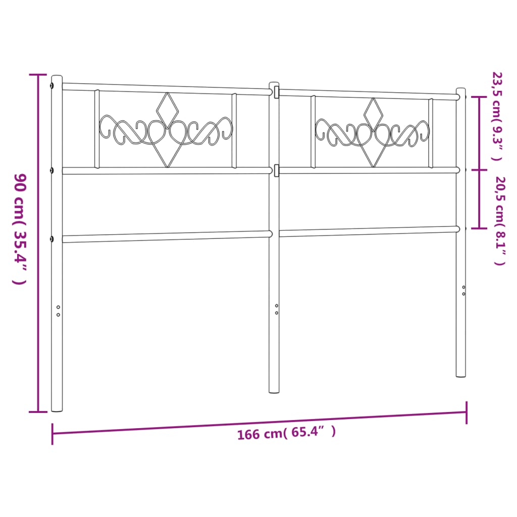 vidaXL Tăblie de pat metalică, negru, 160 cm vidaXL Tăblie de pat metalică, negru, 160 cm