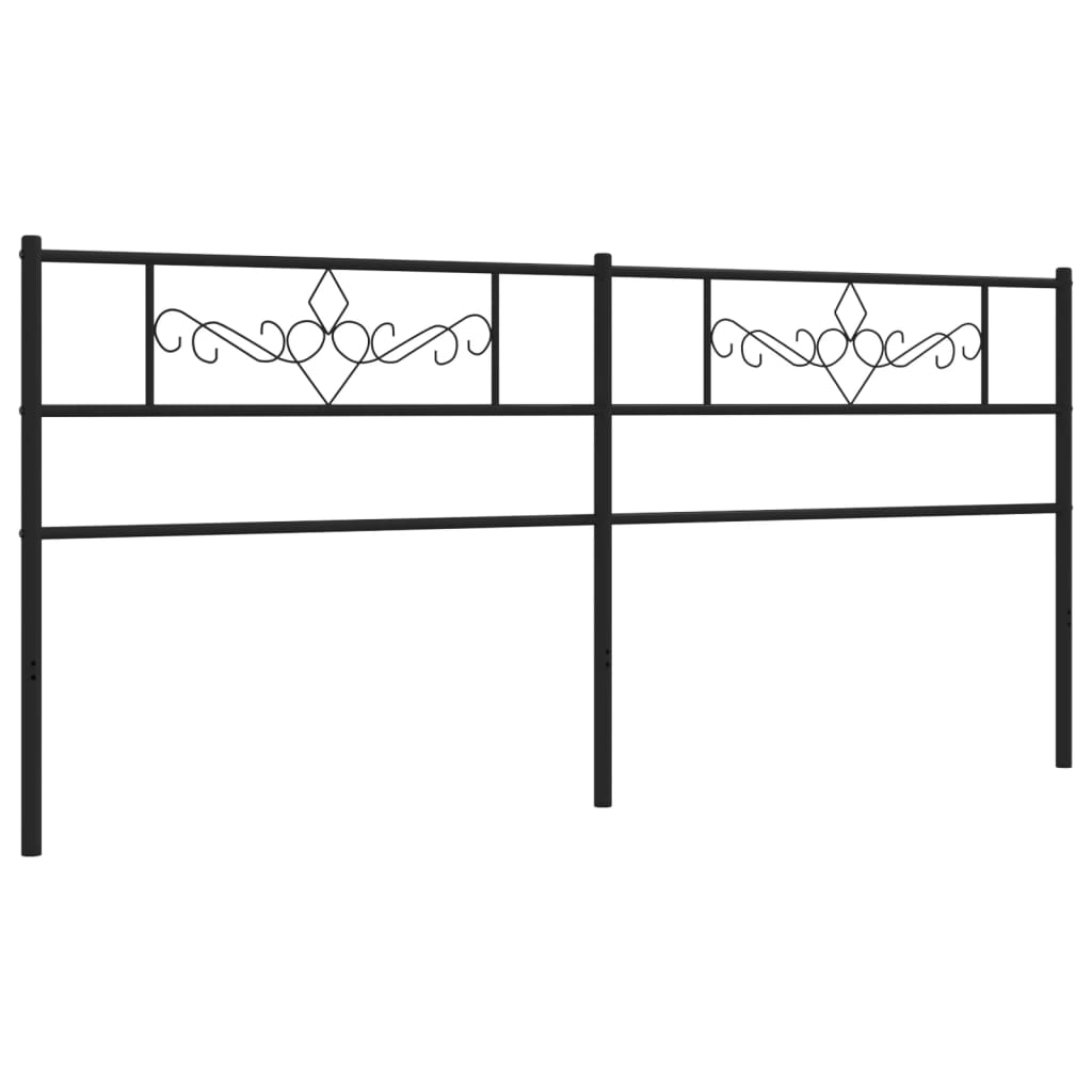 vidaXL Tăblie de pat metalică, negru, 200 cm