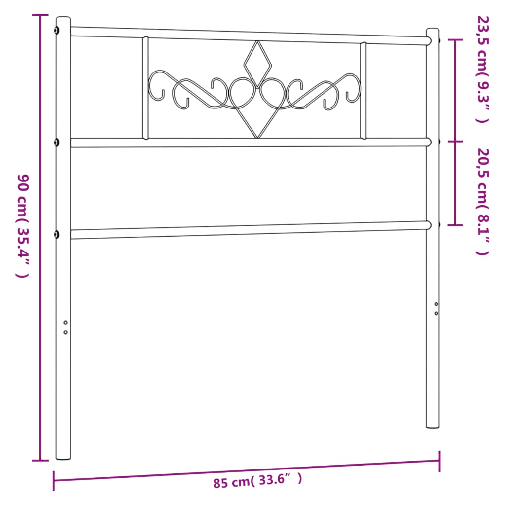 vidaXL Tăblie de pat metalică, alb, 80 cm vidaXL Tăblie de pat metalică, alb, 80 cm