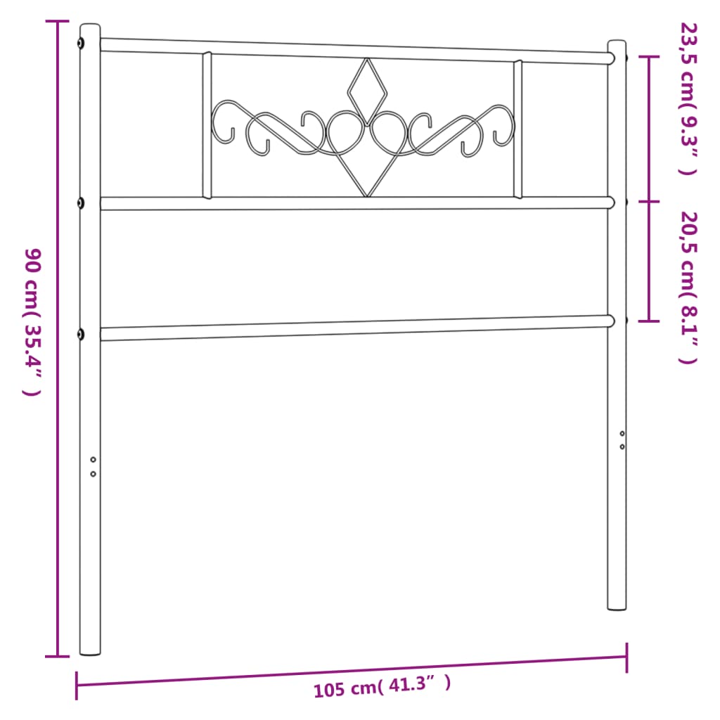 vidaXL Tăblie de pat metalică, alb, 100 cm