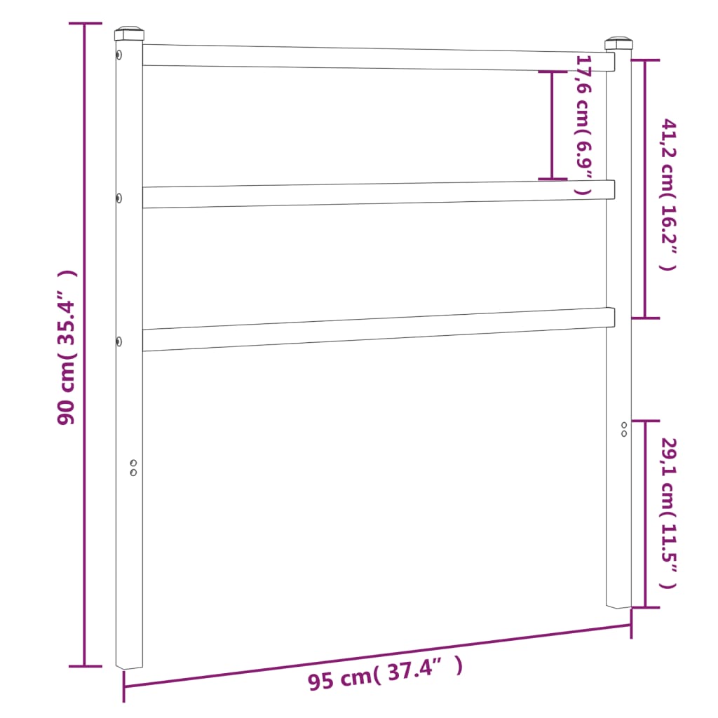 vidaXL Tăblie de pat metalică, negru, 90 cm