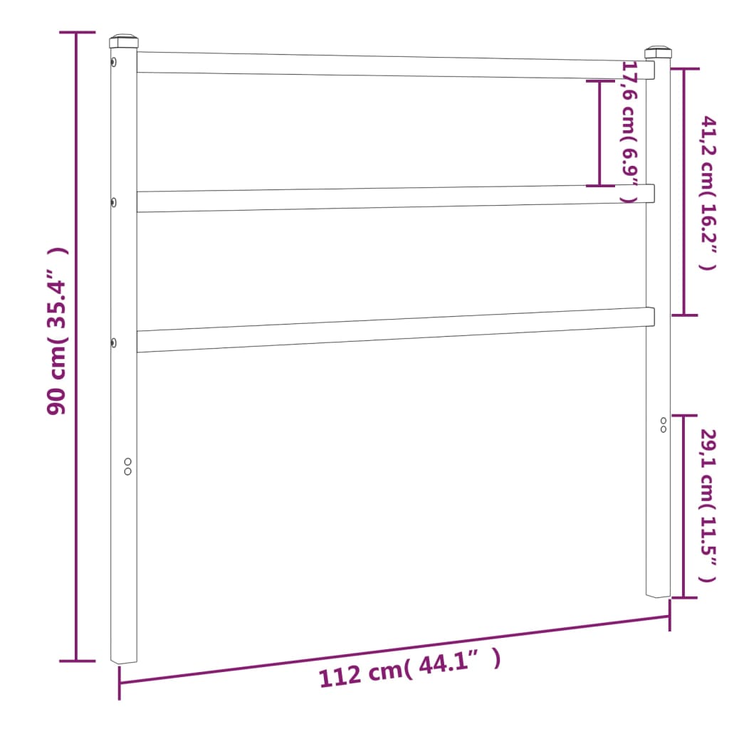 vidaXL Tăblie de pat metalică, negru, 107 cm vidaXL Tăblie de pat metalică, negru, 107 cm