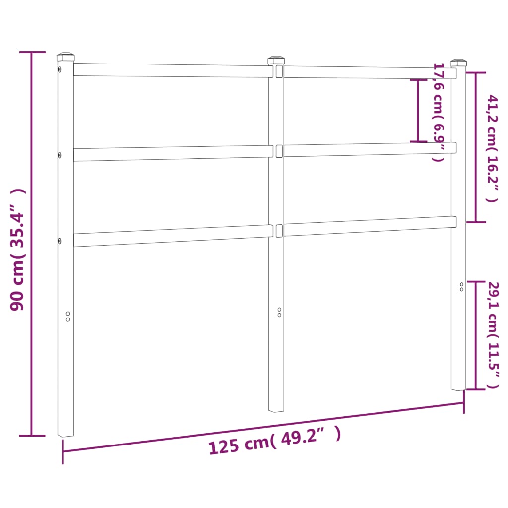 vidaXL Tăblie de pat metalică, negru, 120 cm vidaXL Tăblie de pat metalică, negru, 120 cm