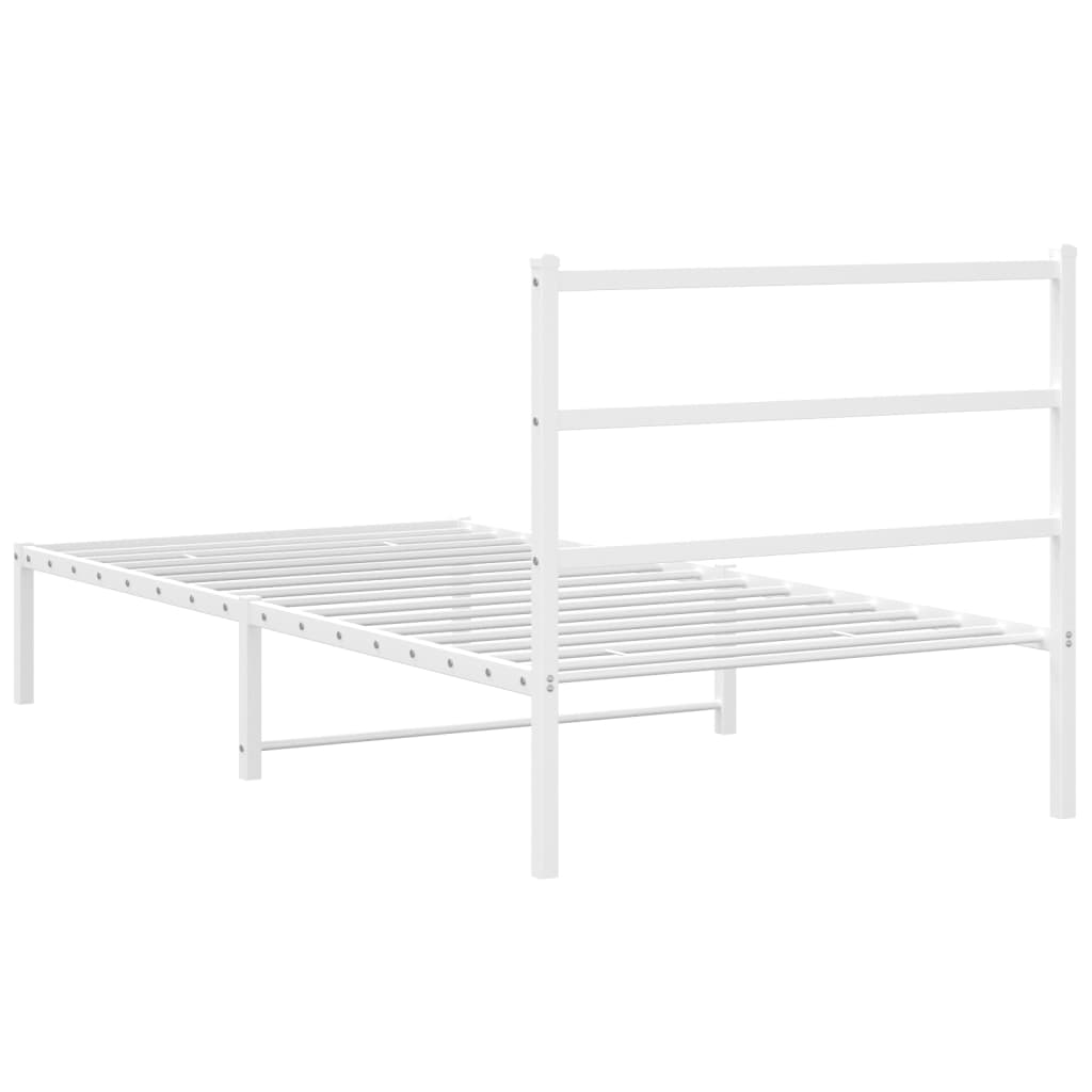 vidaXL Cadru de pat din metal cu tăblie, alb, 100x200 cm